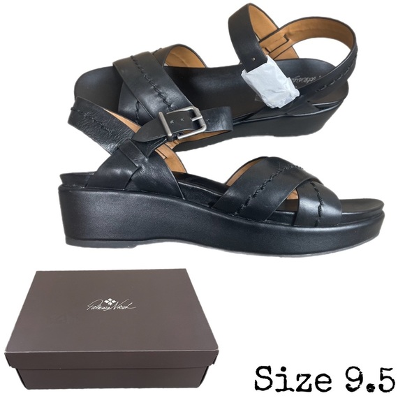 Patricia Nash Leila Wedge Sandals - Black size 9.5 NWB - Picture 1 of 17